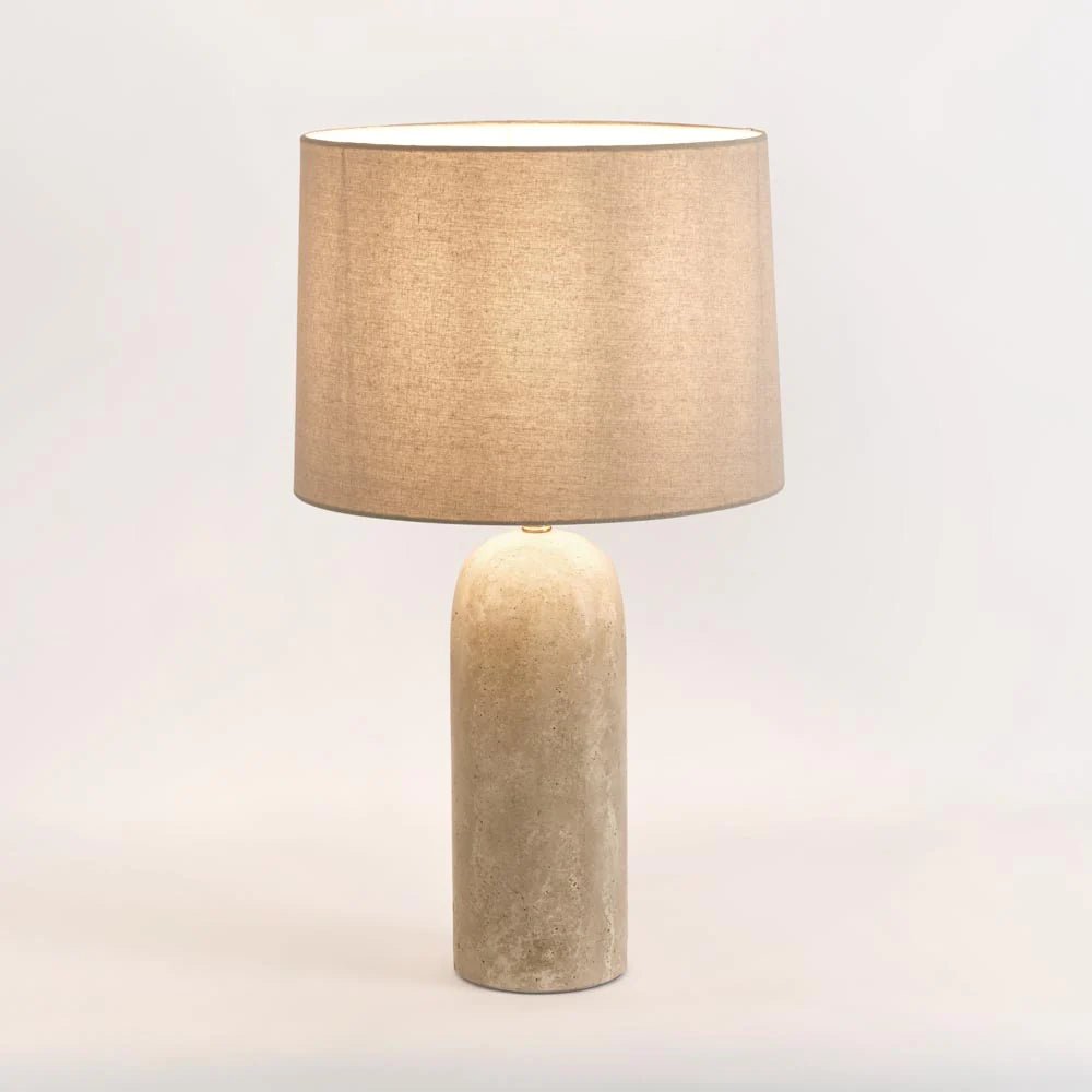 Olsen Travertine Table Lamp & Linen Shade | Luxury home decor and furniture by Home Decor & Co
