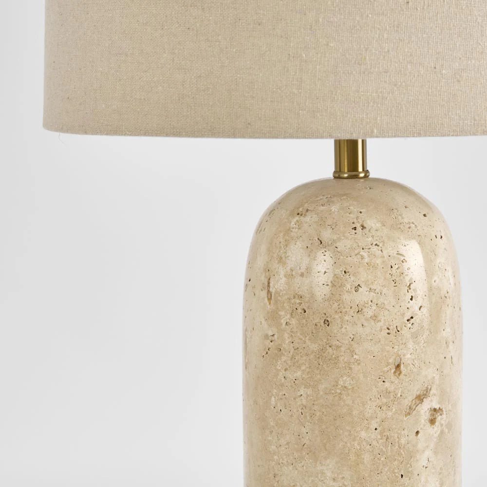 Olsen Travertine Table Lamp & Linen Shade | Luxury home decor and furniture by Home Decor & Co