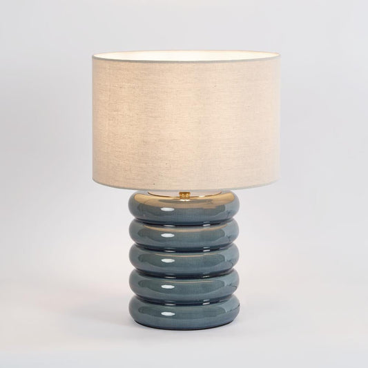 Bentley Blue Table Lamp & Linen Shade, view 2