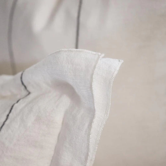 Carter Linen Cushion - Off White w' Charcoal Stripe