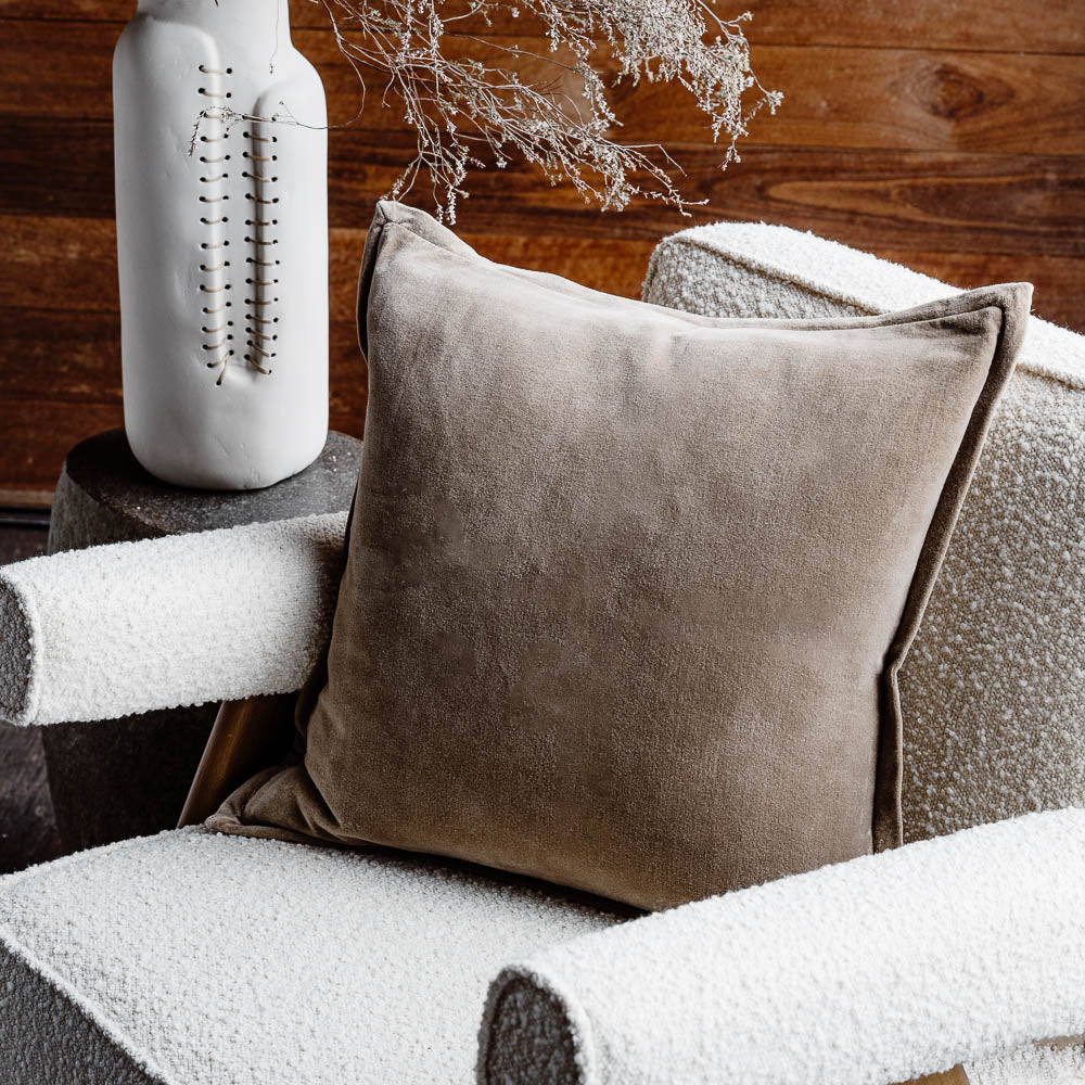 Evelyn Velvet Cushion - Natural | Luxury home decor and furniture by Home Decor & Co