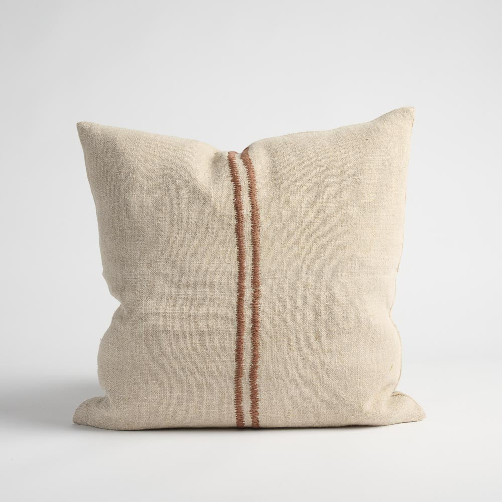 Orion Linen Cushion - Natural/Chocolate | Luxury home decor and furniture by Home Decor & Co