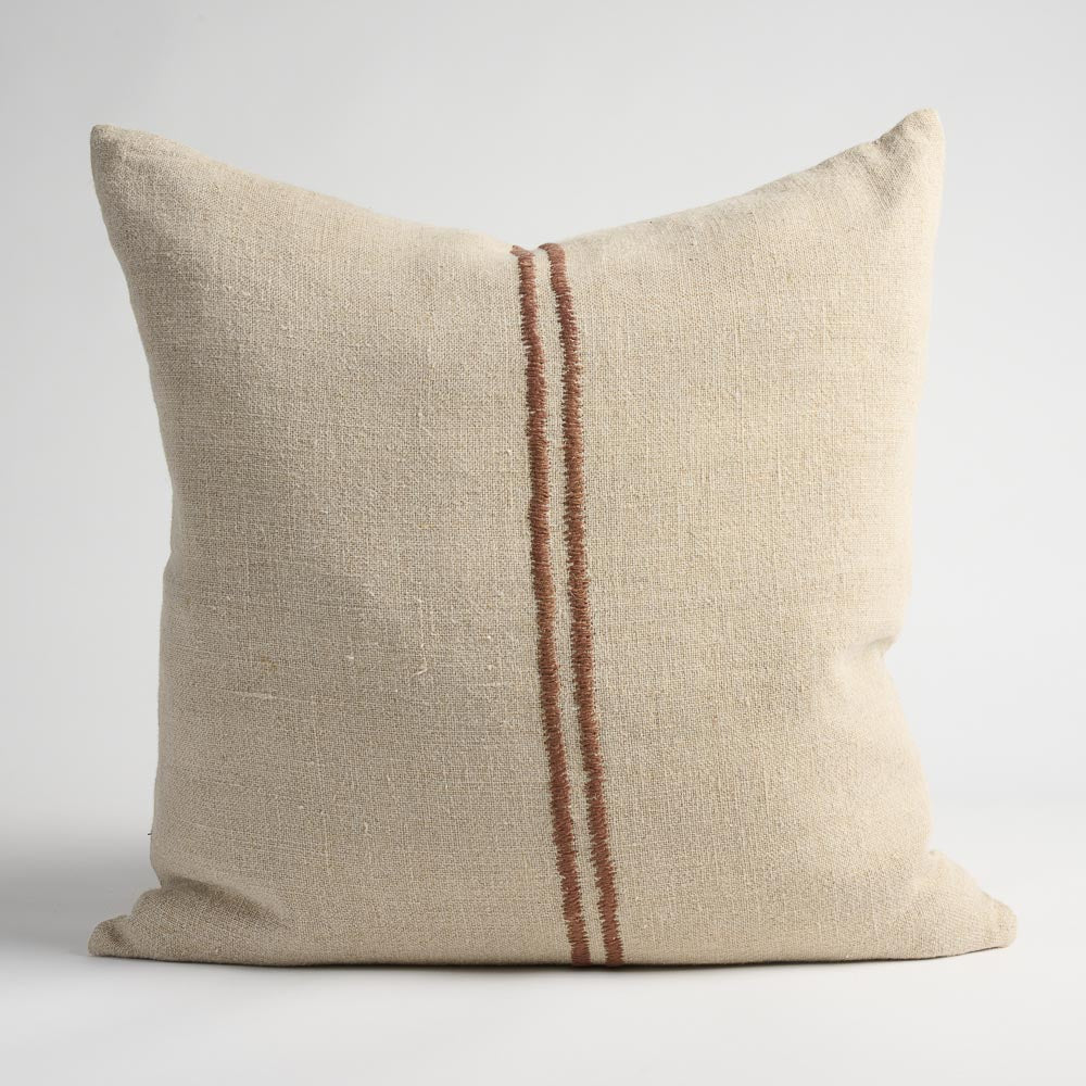 Orion Linen Cushion - Natural/Chocolate | Luxury home decor and furniture by Home Decor & Co