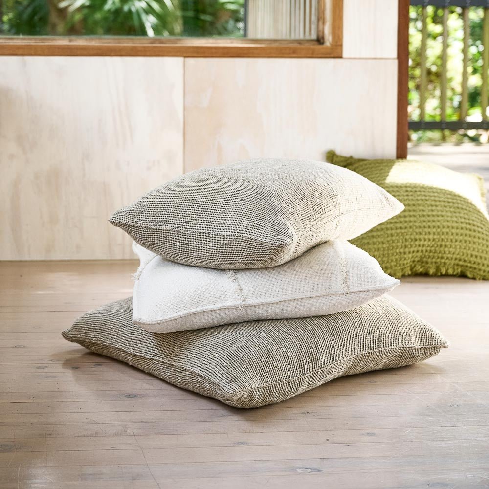 Verdure Linen Cushion - Natural/Green | Luxury home decor and furniture by Home Decor & Co