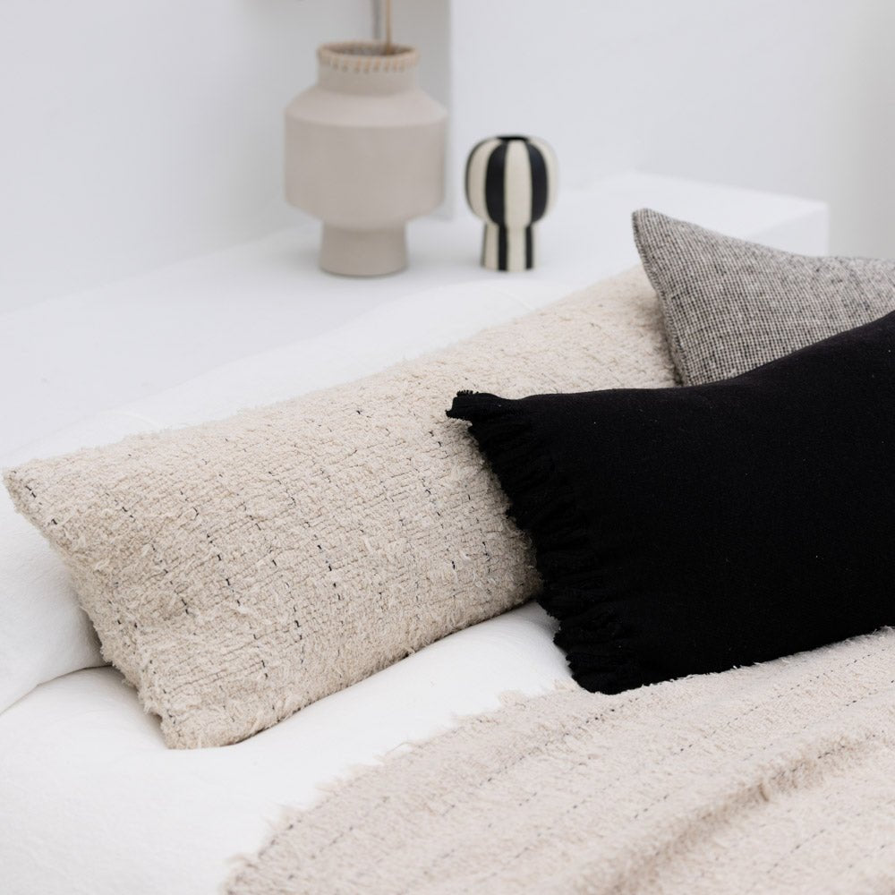 Verdure Linen Cushion - Natural/Black | Luxury home decor and furniture by Home Decor & Co