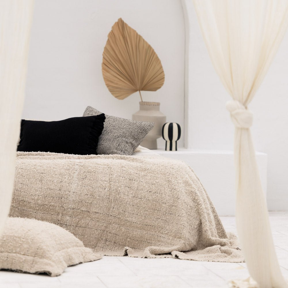 Verdure Linen Cushion - Natural/Black | Luxury home decor and furniture by Home Decor & Co