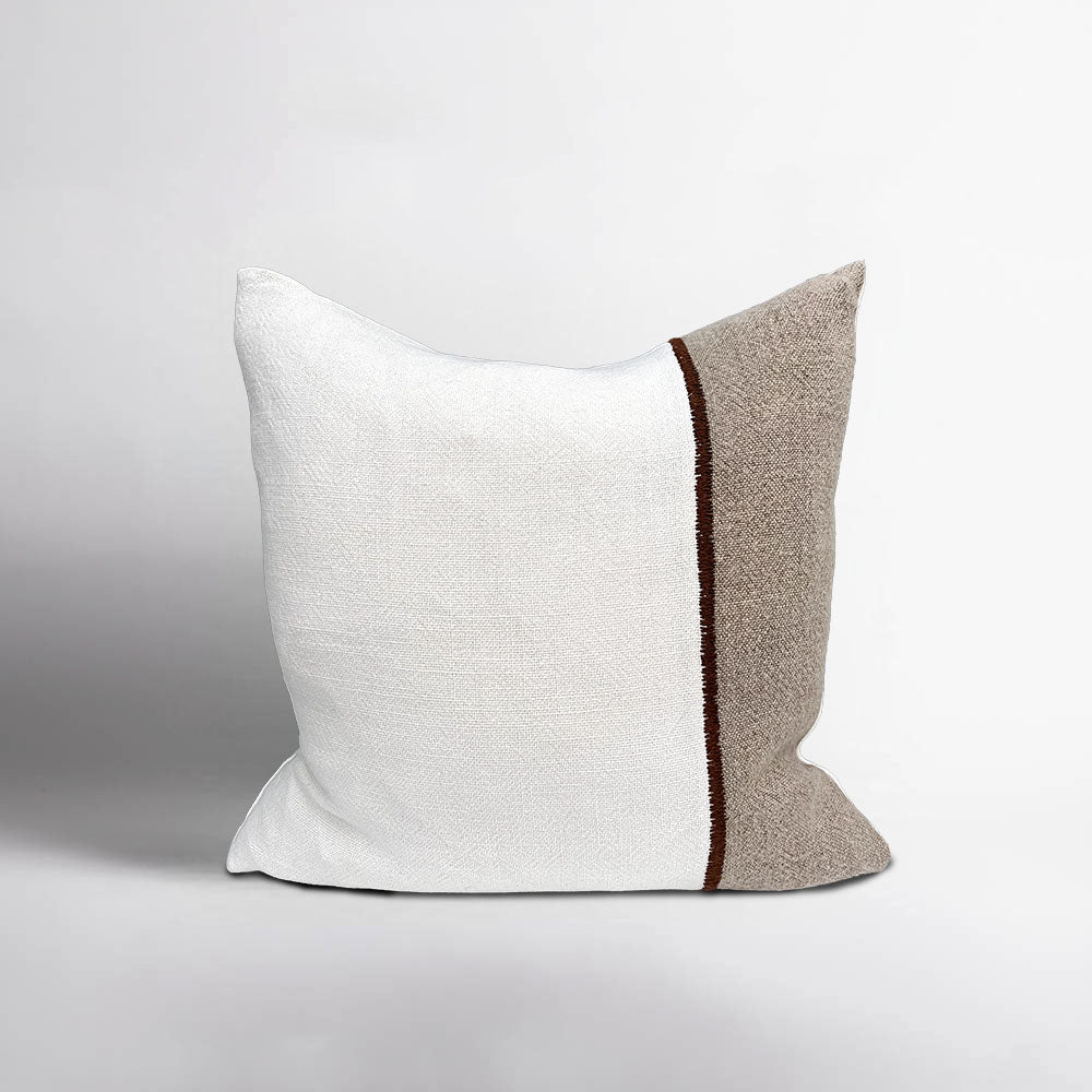 Bella Linen Cushion - Off White/Natural/Chocolate | Luxury home decor and furniture by Home Decor & Co