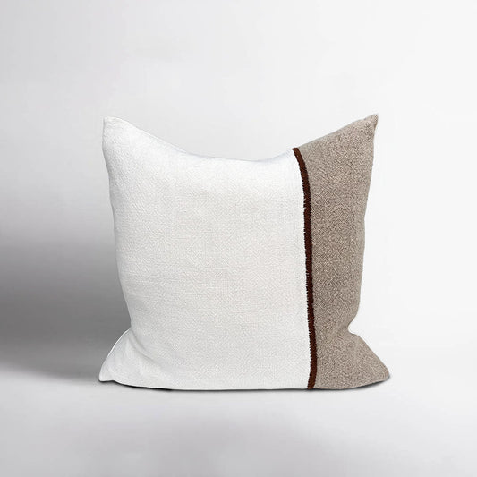 Bella Linen Cushion - Off White/Natural/Chocolate | Luxury home decor and furniture by Home Decor & Co