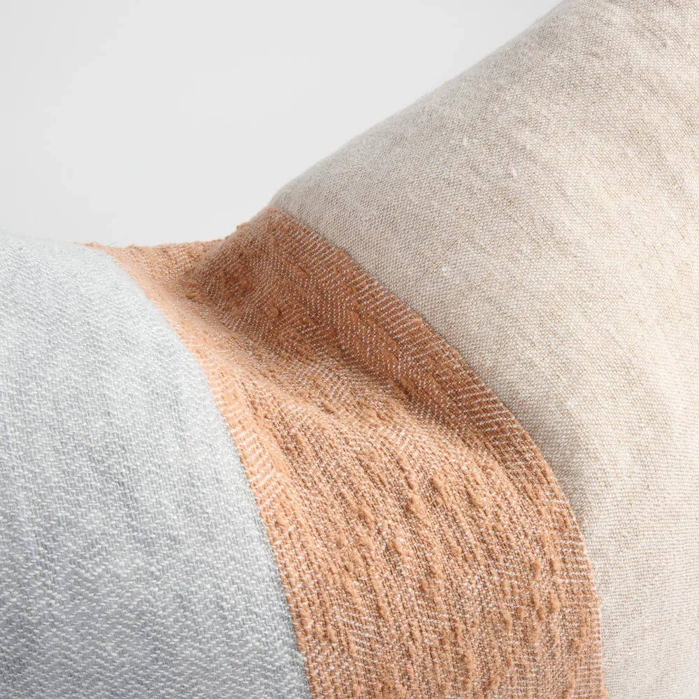 Tallows Linen Cushion - Natural/Ochre/Blue | Luxury home decor and furniture by Home Decor & Co