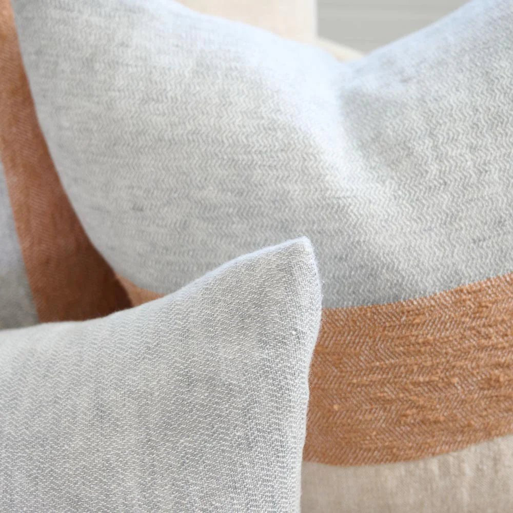 Tallows Linen Cushion - Natural/Ochre/Blue | Luxury home decor and furniture by Home Decor & Co