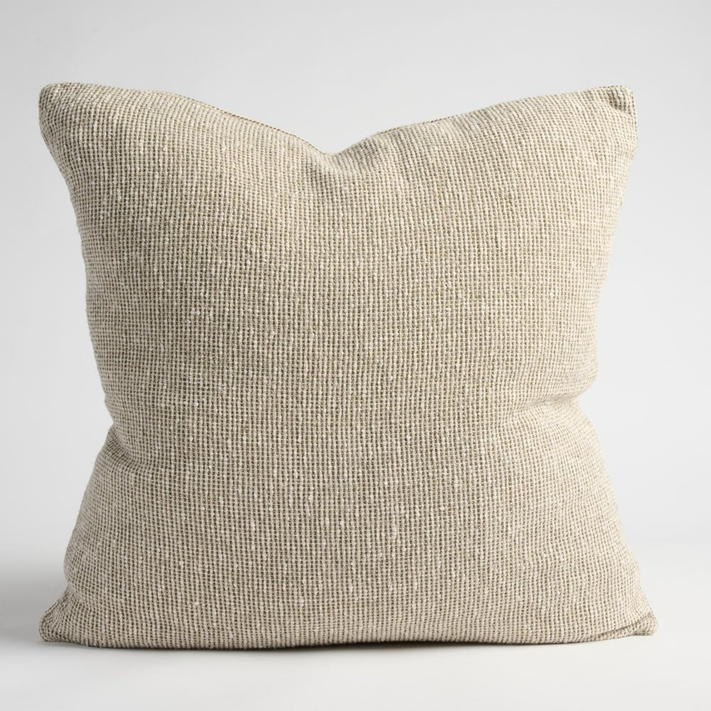 Verdure Linen Cushion - Natural/Green | Luxury home decor and furniture by Home Decor & Co