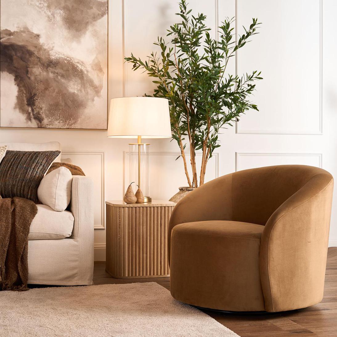 Sierra Swivel Armchair Toffee | Luxury home decor and furniture by Home Decor & Co