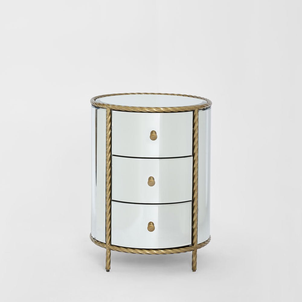Palais Bedside 3 Drawer Mirror & Gold | Luxury home decor and furniture by Home Decor & Co