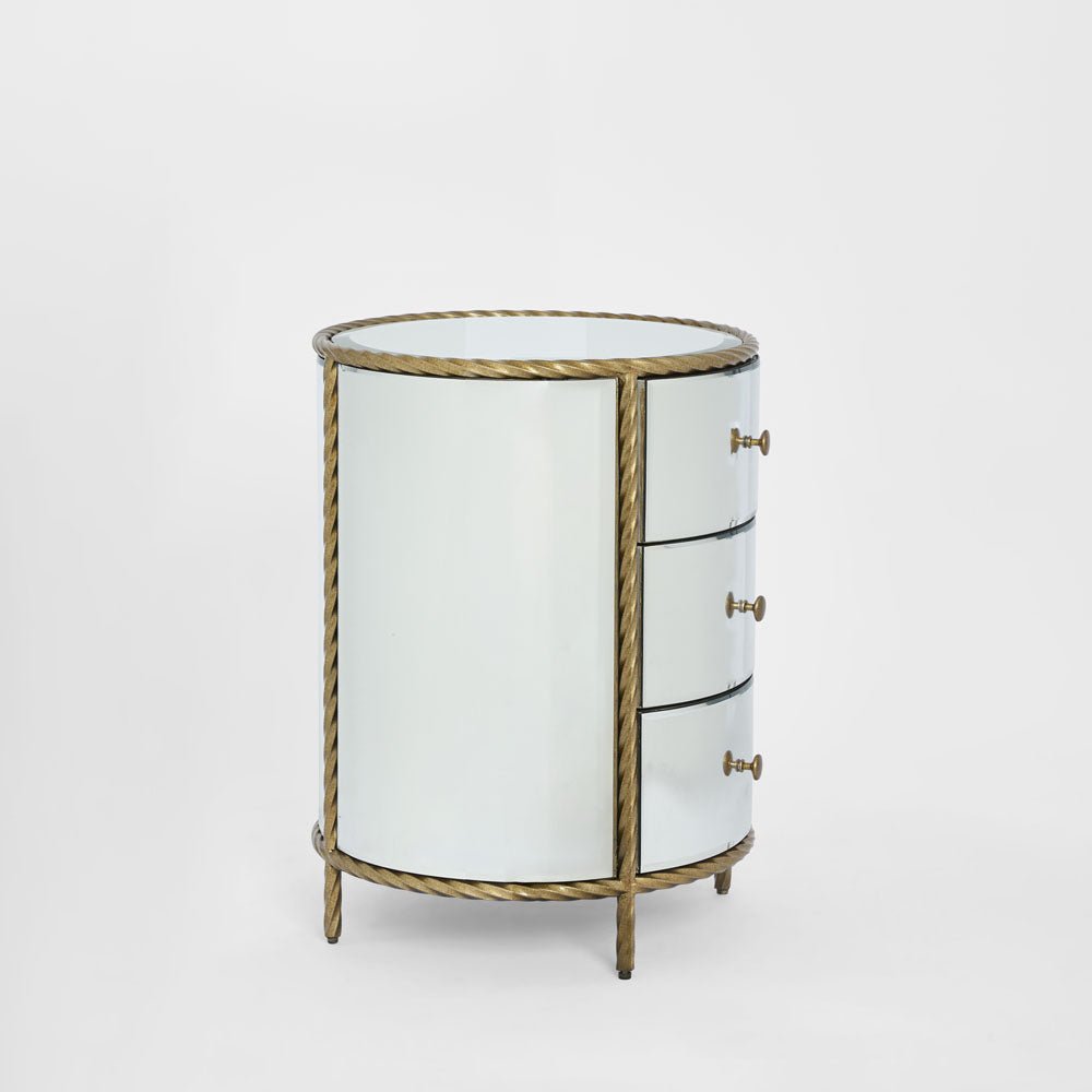 Palais Bedside 3 Drawer Mirror & Gold | Luxury home decor and furniture by Home Decor & Co