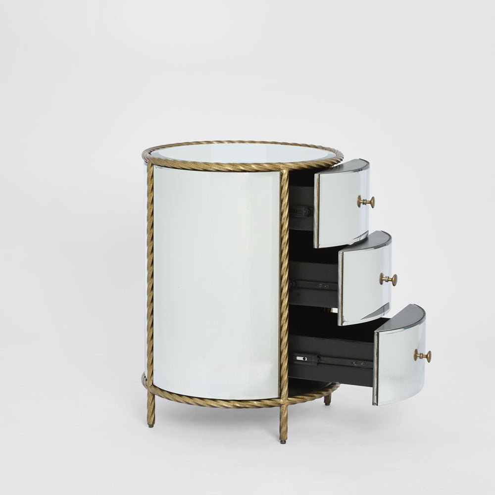 Palais Bedside 3 Drawer Mirror & Gold | Luxury home decor and furniture by Home Decor & Co