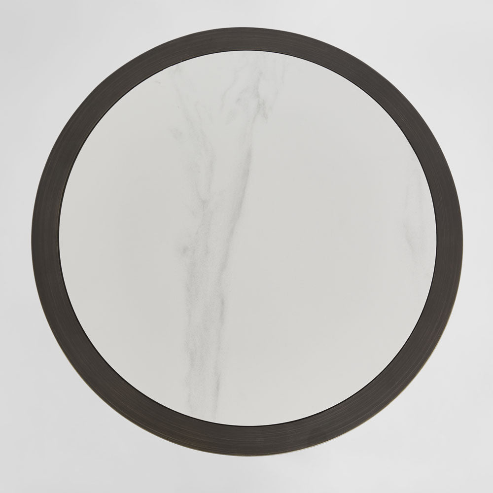 Gordon Drum Side Table Black/White Stone