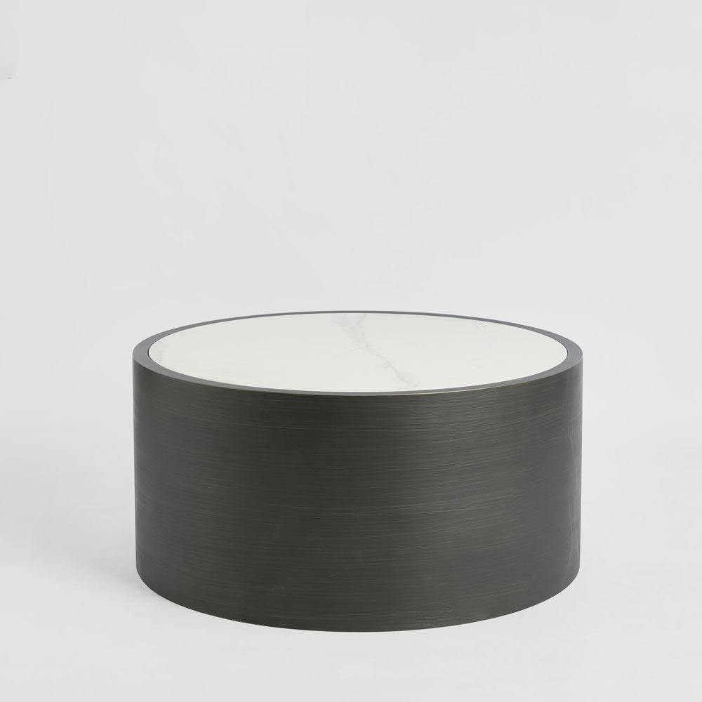 Gordon Drum Coffee Table Black/White Stone