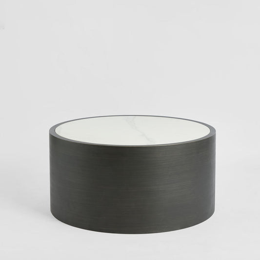 Gordon Drum Coffee Table Black/White Stone
