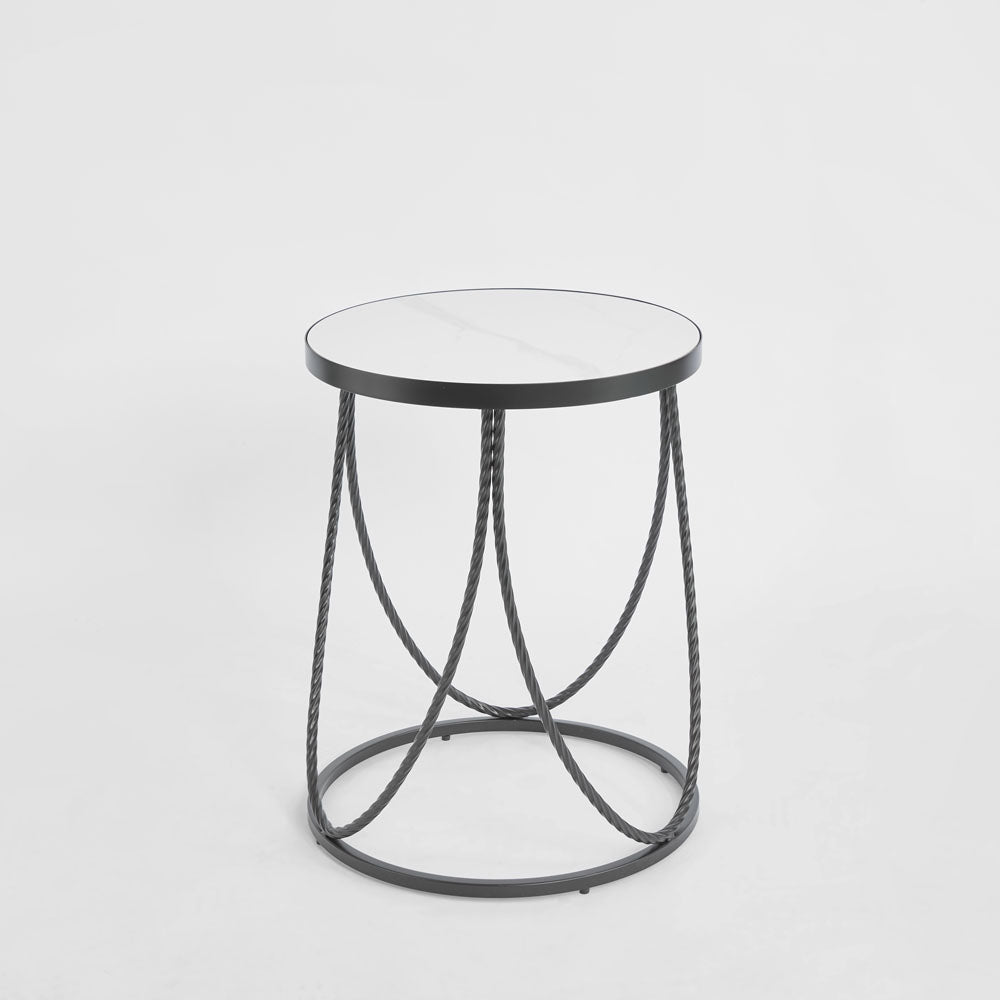 Palais Round Side Table Black & Ceramic