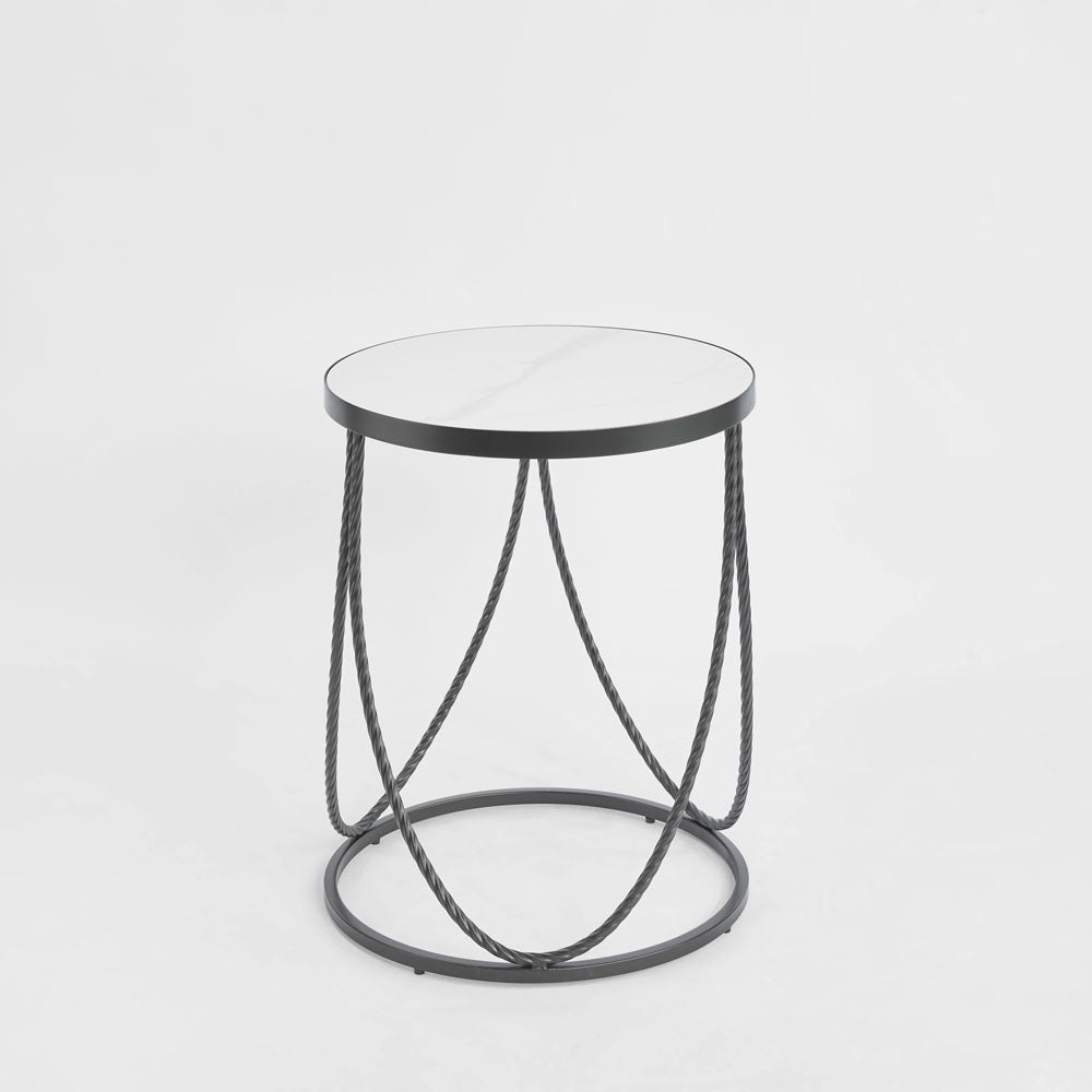 Palais Round Side Table Black & Ceramic