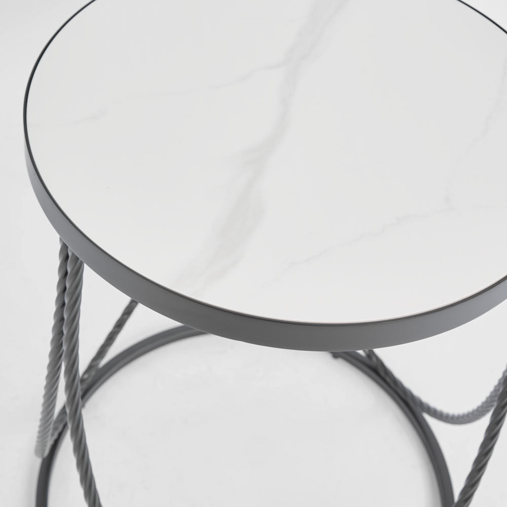Palais Round Side Table Black & Ceramic
