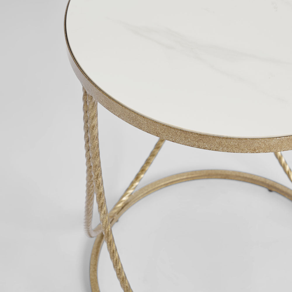 Palais Round Side Table Gold & Ceramic