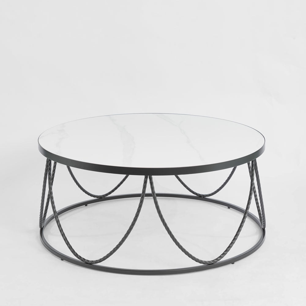 Palais Round Coffee Table Black & Ceramic