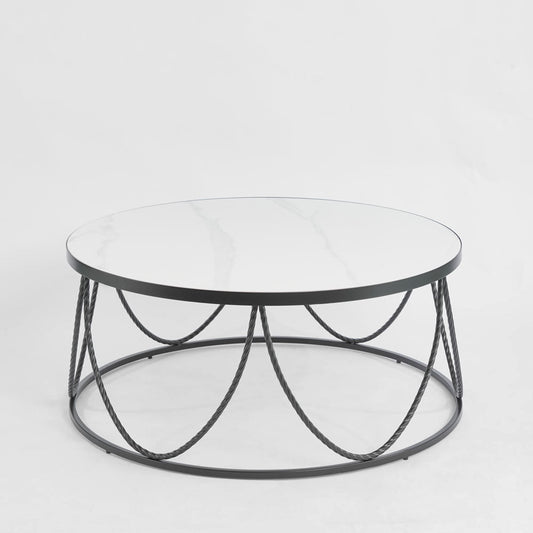 Palais Round Coffee Table Black & Ceramic