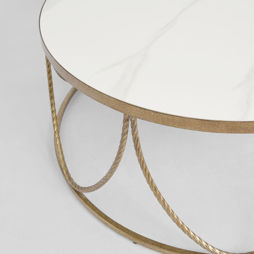 Palais Round Coffee Table Gold & Ceramic