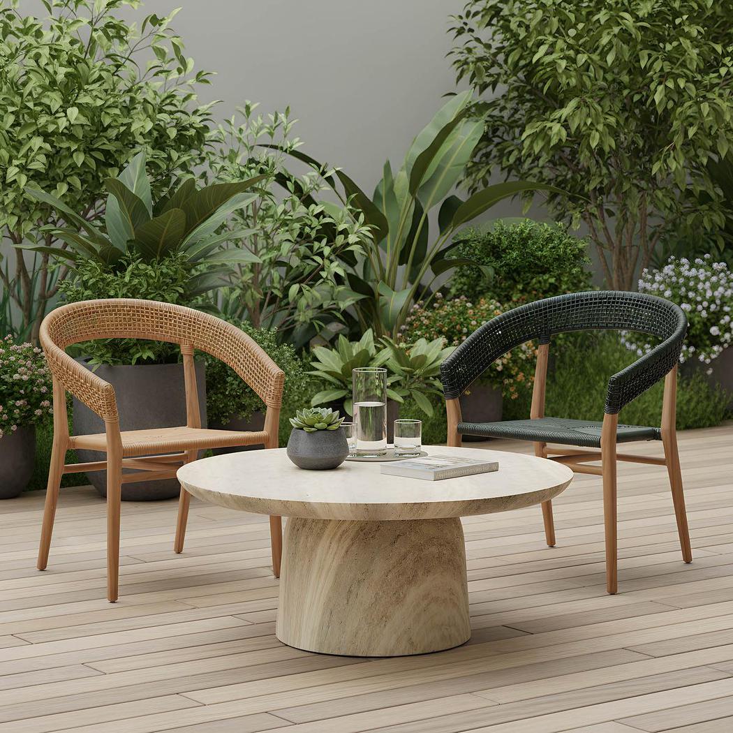 Parisi Round Coffee Table Grey Travertine Look - Outdoor | Luxury home decor and furniture by Home Decor & Co