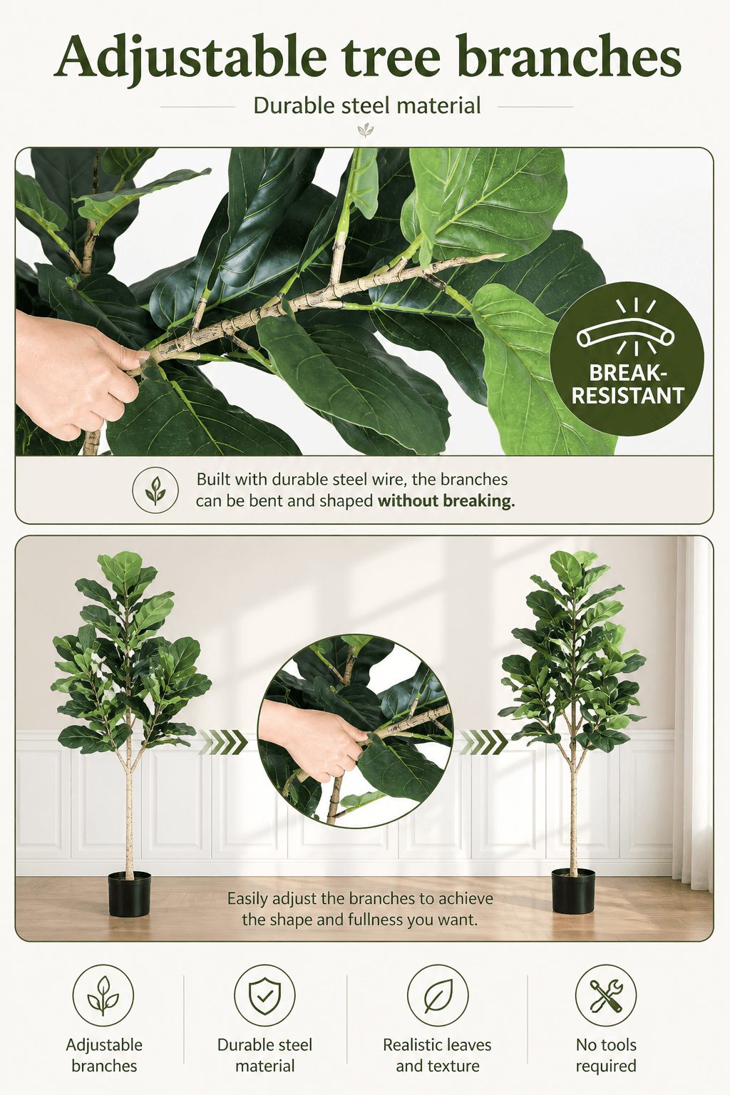 Artificial Fiddle Tree 180cm High | Luxury home decor and furniture by Home Decor & Co