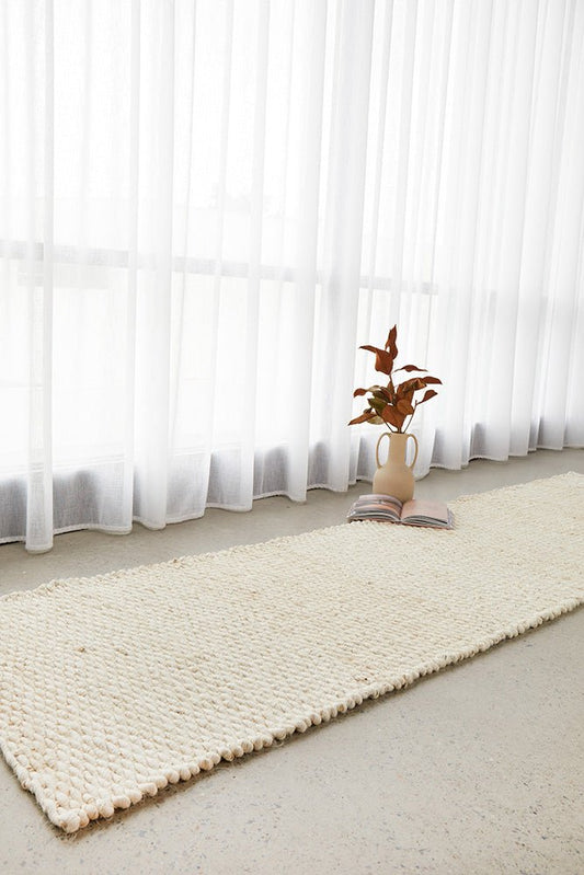 Hive White Runner Rug, view 2
