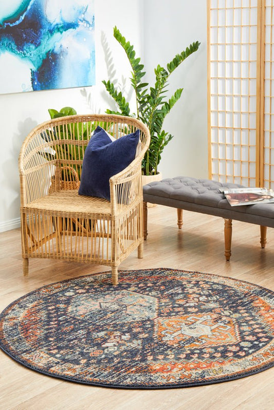 Legacy 854 Navy Round Rug, view 2