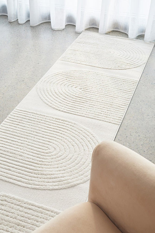 Lotus Abbey White Runner Rug, view 2