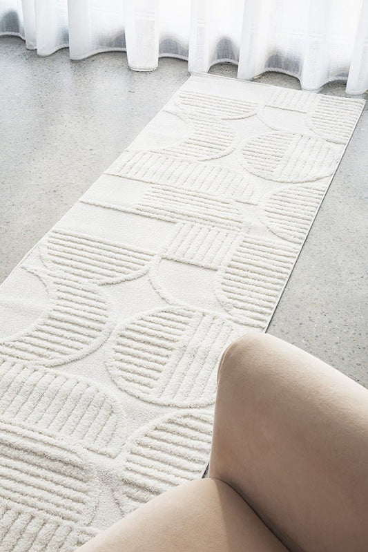 Lotus Leo White Runner Rug, view 2
