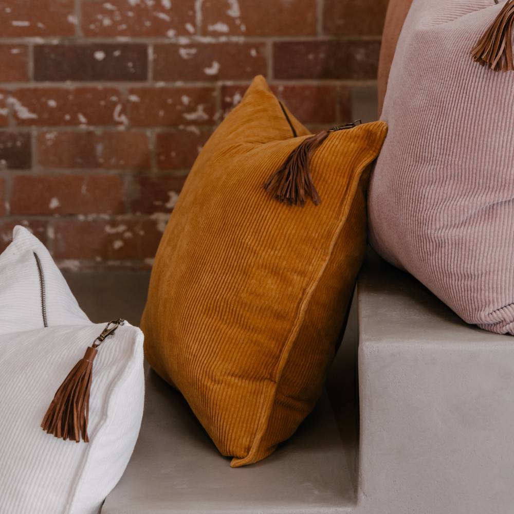 Hudson Corduroy Cushion - Mustard | Luxury home decor and furniture by Home Decor & Co