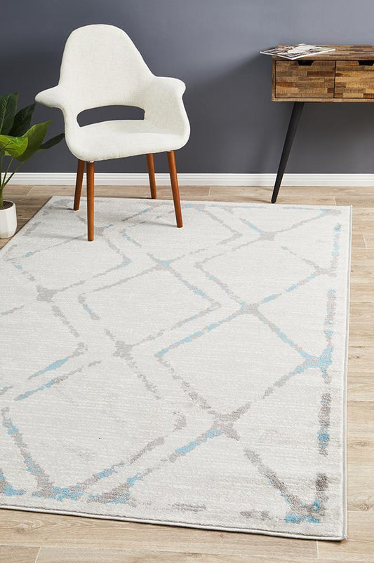 Kendall Contemporary Diamond Rug Grey Blue, view 2