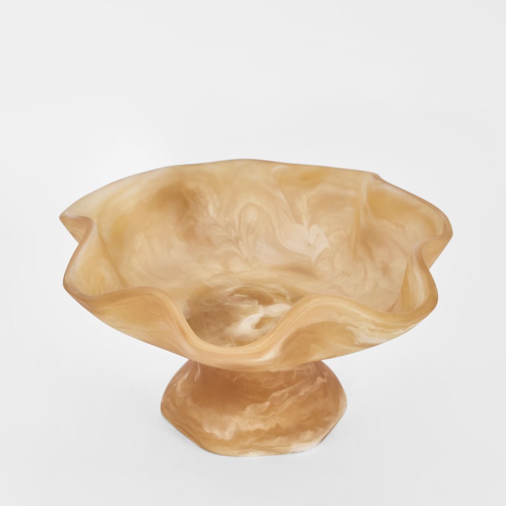 Halo Footed Bowl Swirl Resin Toffee | Luxury home decor and furniture by Home Decor & Co