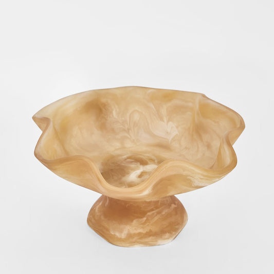 Halo Footed Bowl Swirl Resin Toffee | Luxury home decor and furniture by Home Decor & Co