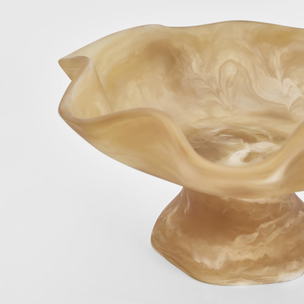 Halo Footed Bowl Swirl Resin Toffee