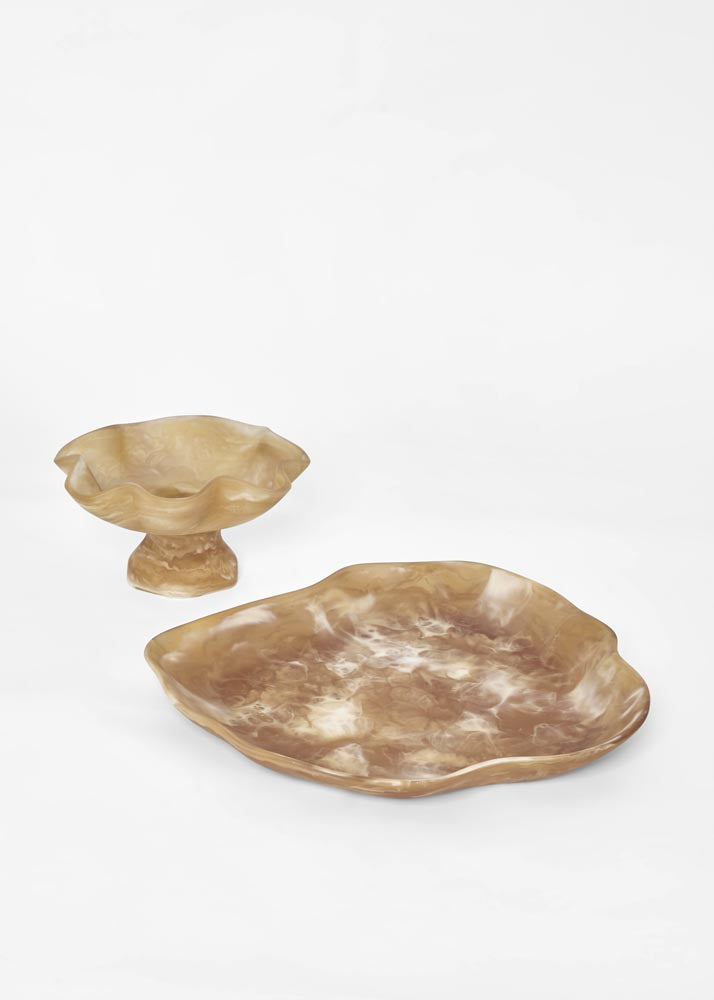 Halo Footed Bowl Swirl Resin Toffee