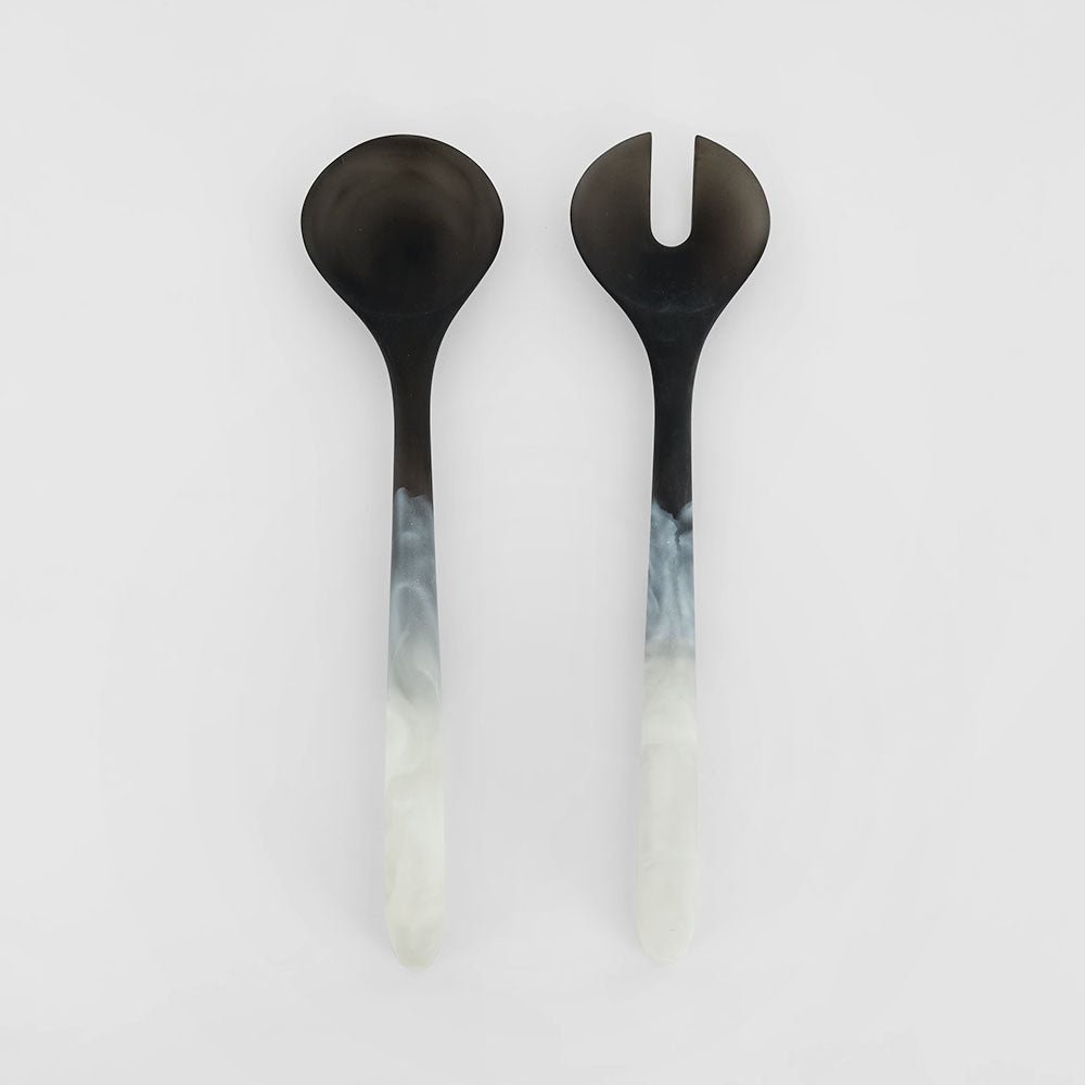 Halo Salad Server Set Swirl Resin B&W | Luxury home decor and furniture by Home Decor & Co