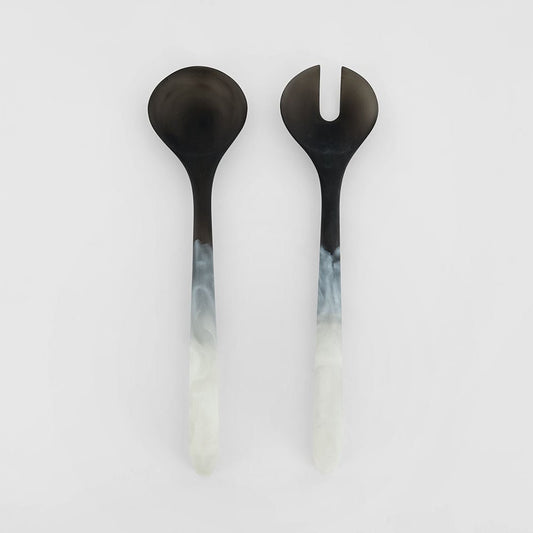 Halo Salad Server Set Swirl Resin B&W | Luxury home decor and furniture by Home Decor & Co
