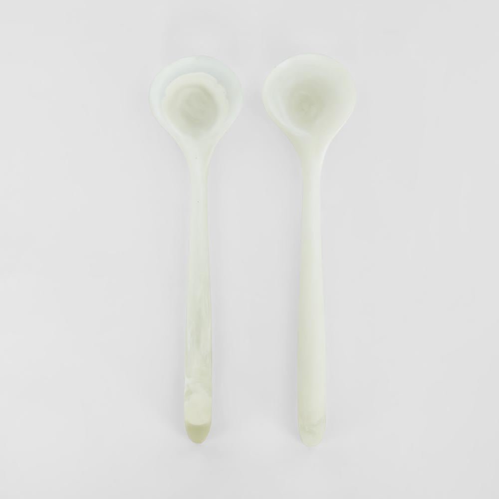 Halo Salad Server Set Swirl Resin White | Luxury home decor and furniture by Home Decor & Co