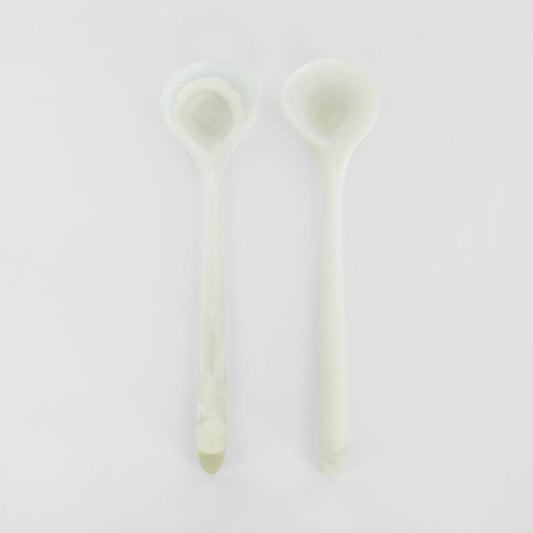 Halo Salad Server Set Swirl Resin White | Luxury home decor and furniture by Home Decor & Co