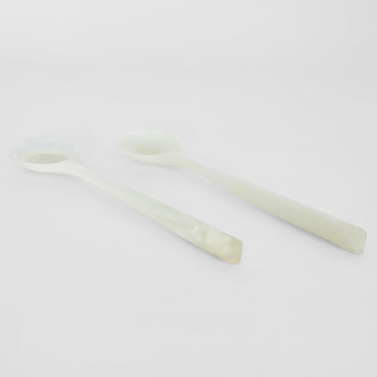 Halo Salad Server Set Swirl Resin White, view 2