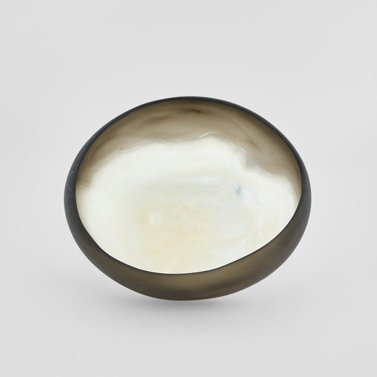 Halo Bowl Medium Swirl Resin Black & White, view 2