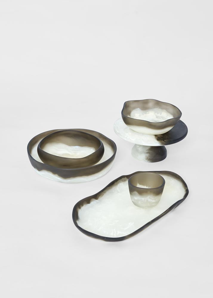 Halo Bowl Small Swirl Resin Black & White