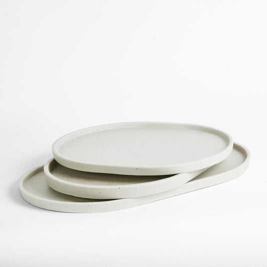 Esher Oval Platter Set Of 3 Sand | Luxury home decor and furniture by Home Decor & Co