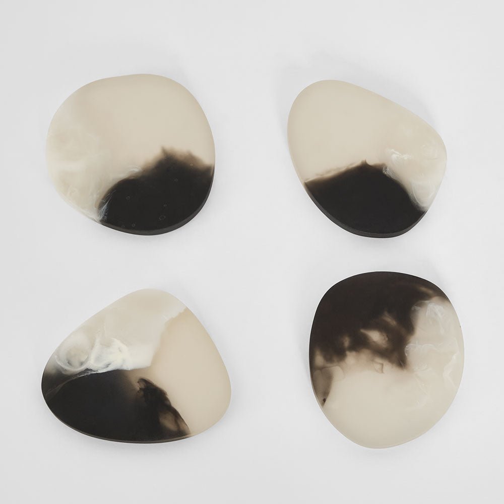 Halo Set of 4 Resin Coasters Black & White | Luxury home decor and furniture by Home Decor & Co